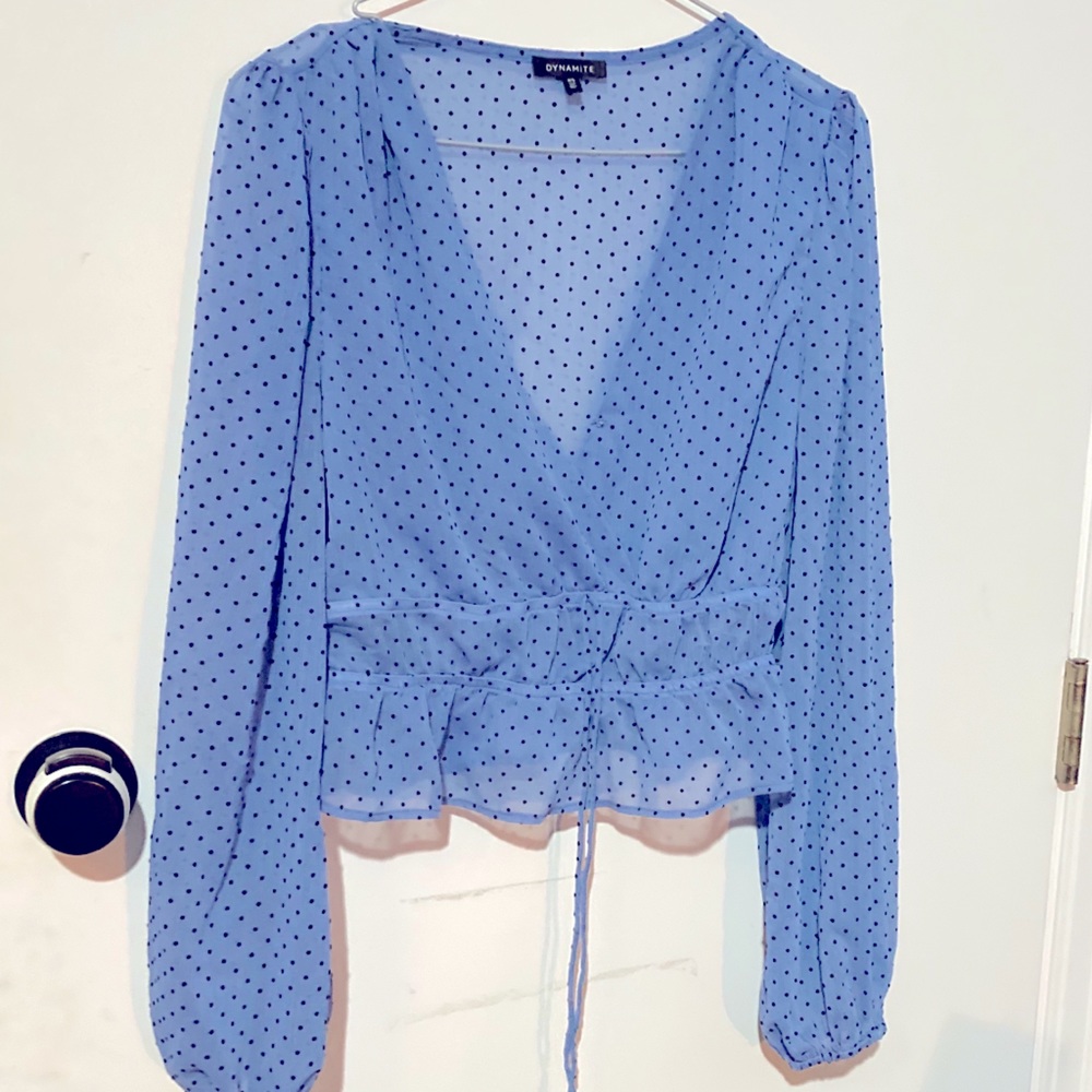 Dynamite-beautiful Blue shirt with dots